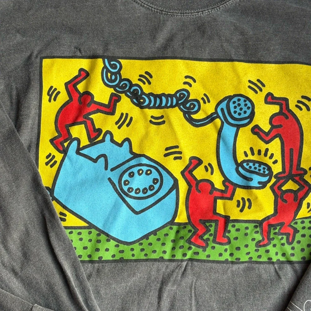 Vintage Keith Haring CollectibleRipple 1992 Long Sleeve Gray Art Shirt Men’s S/M - Picture 3 of 5